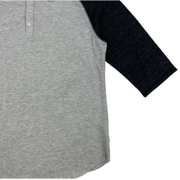 New  Alternative Men Grey Henley Pullover Crew Neck 3/4 Sleeve Sweatshirt US XXL - Picture 6 of 11